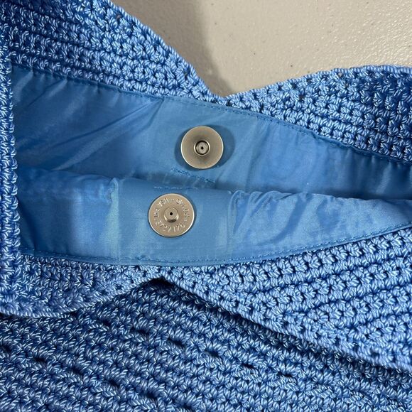 The Sak Hand Crocheted Blue Hobo Shoulder  Bag Magnetic Snap - Picture 6 of 11